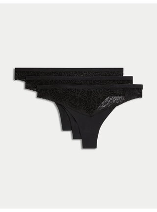 Tanga Body Soft™ s krajkou, sada 3 ks Marks & Spencer černá