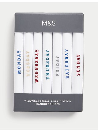 Antibakteriální kapesníky z čisté bavlny, 7 ks v balení Marks & Spencer bílá