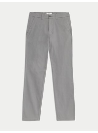 Strečové chino kalhoty normálního střihu Marks & Spencer šedá