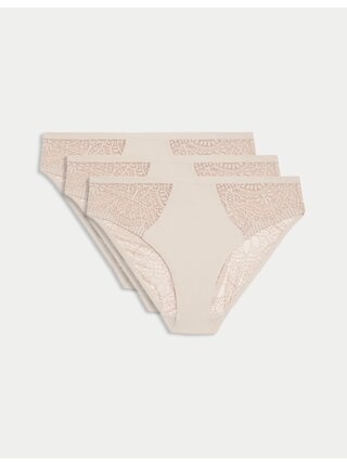 Vysoce střižené kalhotky Body Soft™, sada 3 ks Marks & Spencer béžová