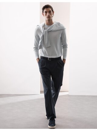 Svetr ke krku z čisté extra jemné vlny merino Marks & Spencer šedá