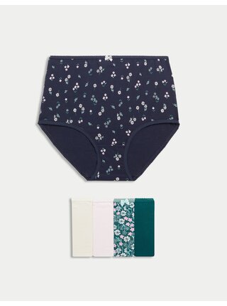 Kalhotky do pasu s potiskem z bavlny Lycra™, 5 ks Marks & Spencer zelená