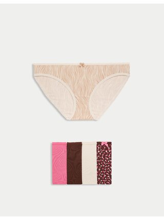 Kalhotky bikini střihu, z bavlny Lycra™, sada 5 ks Marks & Spencer růžová