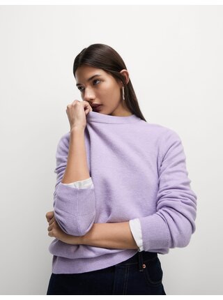 Svetr s kulatým výstřihem, ze vzdušné příze Marks & Spencer fialová