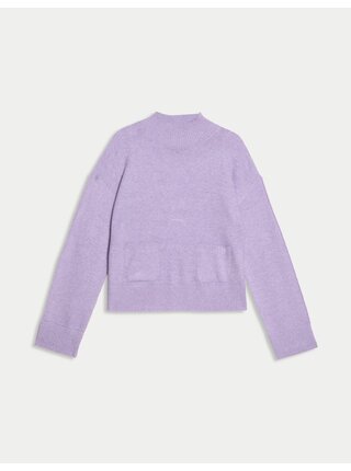 Lehký texturovaný svetr volného střihu se stojáčkem Marks & Spencer fialová
