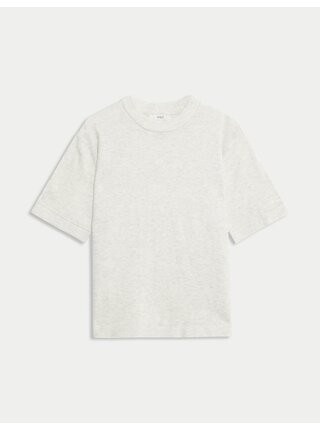 Pletený top s kulatým výstřihem, ze vzdušné příze Marks & Spencer šedá