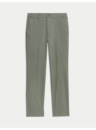 Super lehké chino kalhoty, normální střih Marks & Spencer zelená