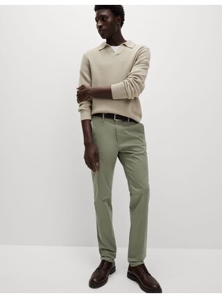 Strečové chino kalhoty úzkého střihu Marks & Spencer zelená