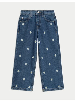 Vyšívané džíny Daisy (2–8 let) Marks & Spencer námořnická modrá
