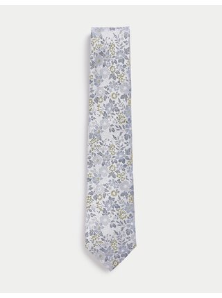 Květovaná kravata ze 100% hedvábí Marks & Spencer modrá