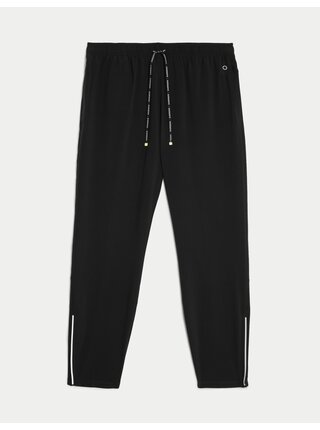 Tepláky se strečem, stahovací šňůrkou a kapsami na zip Marks & Spencer černá