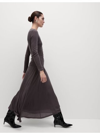 Žerzejové síťové midi šaty sloupového střihu s řasením Marks & Spencer šedá