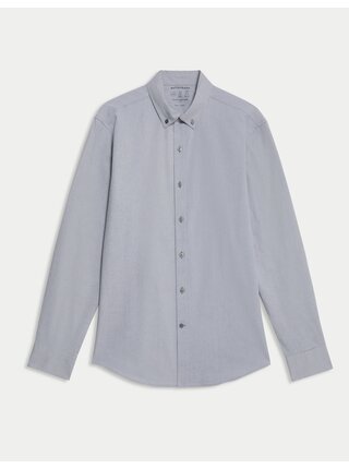 Košile úzkého střihu, ze směsi bavlny s nežehlivou úpravou Marks & Spencer šedá