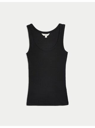 Žebrovaný tílkový top s vysokým podílem bavlny, úzký střih Marks & Spencer černá