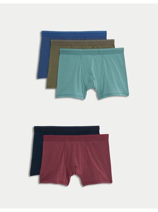Pruhované trenýrky s vysokým podílem bavlny a technologií Cool & Fresh™, 5 ks v balení Marks & Spencer vícebarevná