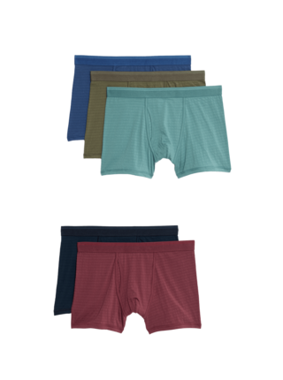 Pruhované trenýrky s vysokým podílem bavlny a technologií Cool & Fresh™, 5 ks v balení Marks & Spencer vícebarevná