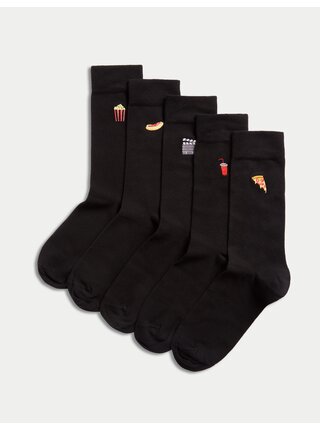 5 párů ponožek Cool & Fresh™ s vysokým podílem bavlny Marks & Spencer černá