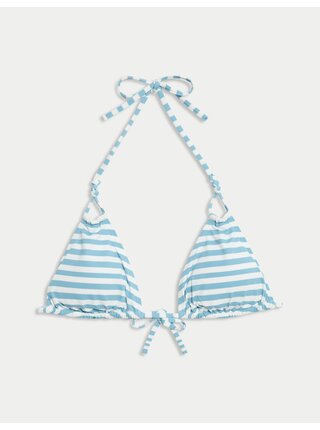 Trojúhelníkový bikinový top s potiskem a uzlem vpředu Marks & Spencer modrá