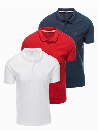 Pánská bavlněná polokošile BASIC - tmavě modrá/bílá/červená V3 OM-POBS-0133 Ombre Clothing