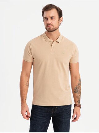 Pánské bavlněné polo tričko BASIC - černé/bílé/béžové V7 OM-POBS-0133 Ombre Clothing