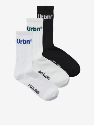 Sada tří párů pánských ponožek v bílé a černé barvě Jack & Jones