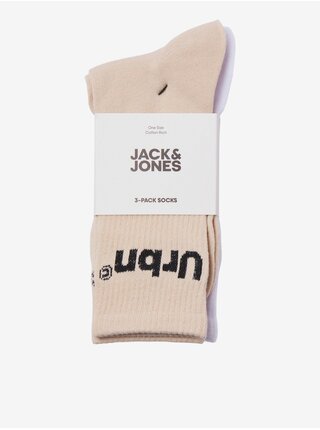 Sada tří párů pánských ponožek v bílé, černé a béžové barvě Jack & Jones