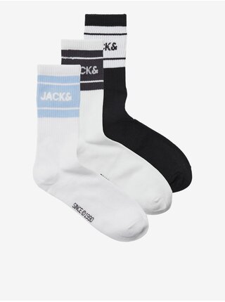 Sada tří párů pánských ponožek v bílé a černé barvě Jack & Jones