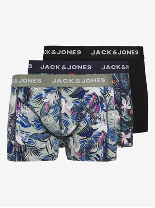 Súprava troch pánskych boxeriek v modrej, zelenej a čiernej farbe Jack & Jones