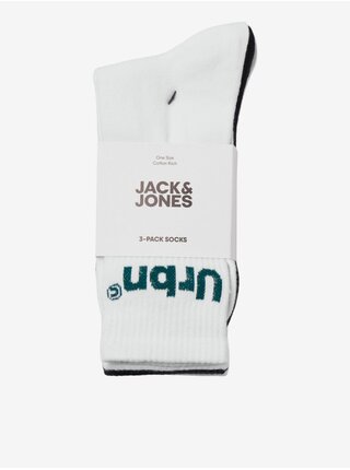 Sada tří párů pánských ponožek v bílé a černé barvě Jack & Jones