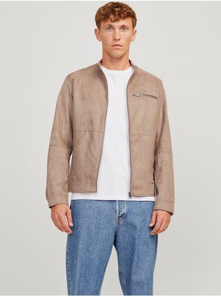 Béžová pánská bunda v semišové úpravě Jack & Jones