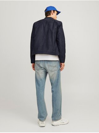 Tmavomodrá pánska bunda v semišovej úprave Jack & Jones Dylan