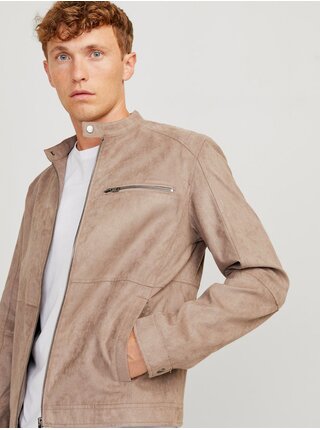 Béžová pánská bunda v semišové úpravě Jack & Jones