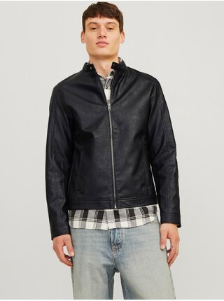 Čierna pánska koženková bunda Jack & Jones Dylan