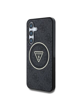 Guess IML 4G Glitter and Triangle Logo MagSafe Zadní Kryt pro Samsung Galaxy S25+ Black