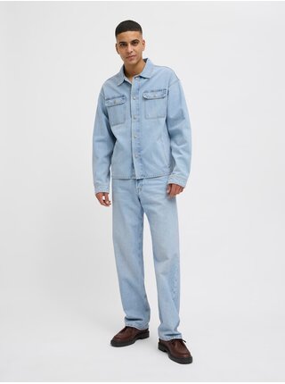 Světle modrá pánská džínová košilová bunda Jack & Jones Hase