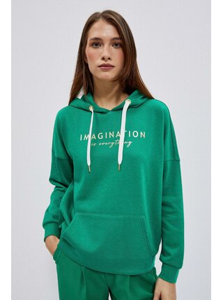 Zelená dámská mikina s kapucí Moodo