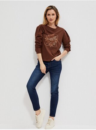 Long-sleeved blouse with a metallic print
