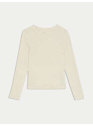 Rebrovaný pyžamový top s vysokým podielom bavlny Marks & Spencer smotanová