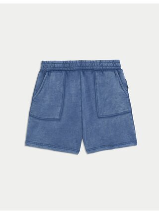 Šortky s přiznanými švy, z čisté bavlny Marks & Spencer modrá