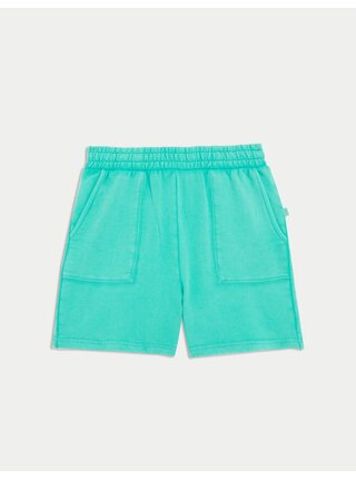 Šortky s přiznanými švy, z čisté bavlny Marks & Spencer zelená