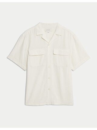 Košile s kubánským límečkem ze směsi lnu Marks & Spencer smetanová