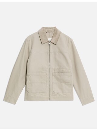 Bunda typu Harrington z kanvasu, s vysokým podílem bavlny Marks & Spencer béžová