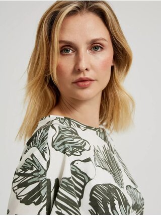 Zelená halenka s tropickým potiskem Moodo