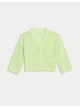Úpletový kardigan z čisté bavlny (2–8 let) Marks & Spencer zelená