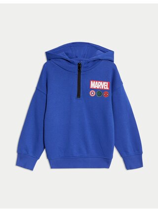 Mikina Marvel™ s kapucí a vysokým podílem bavlny (2–8 let) Marks & Spencer modrá
