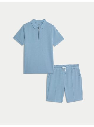 Outfit topu a spodního dílu s vysokým podílem bavlny (6–16 let) Marks & Spencer modrá