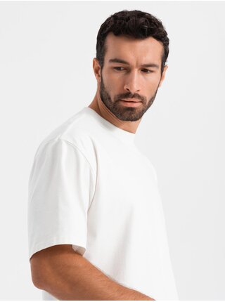 Pánske tričko LOOSE FIT s vreckom krémové Ombre Clothing