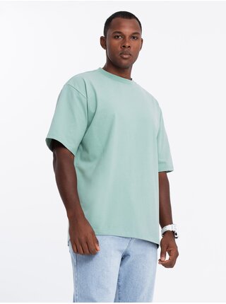 Pánské tričko LOOSE FIT s kapsou mentolové Ombre Clothing