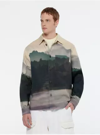Béžovo-zelená pánská vzorovaná košilová bunda Scotch & Soda