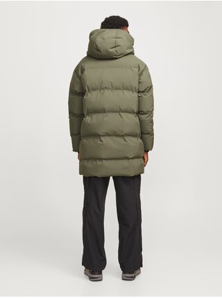 Kaki pánsky zimný prešívaný kabát Jack & Jones Alpha